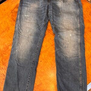 Lucky Brand 121 Slim Splattered Dots Paint Blue Men's Jeans Size 36